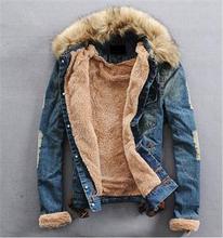 Hot Sale Luxury Winter Warm Cotton Blend Jacket Men Blue Black M L XL XXL Men’s Coat Cashmere Denim Jacket Outwear For Men