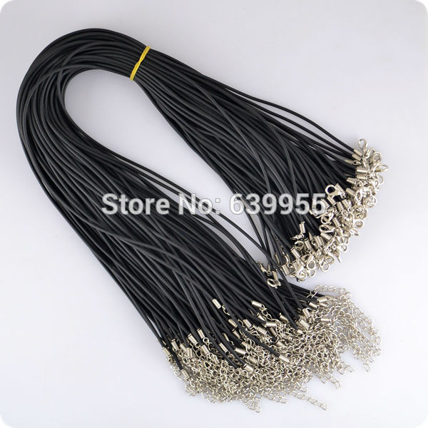 20pcs 45cm 18 Black Rubber Necklace for Pendant Quality Cord 2mm String Strap Choker Necklace DIY