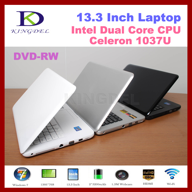 13 3 inch Laptop Computer with Intel Celeron 1037U Dual Core 1 8Ghz 2GB 500GB DVD