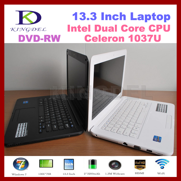 Free shipping 13 3 inch Laptops with Intel Celeron 1037U Dual Core 1 8Ghz 4GB 500GB