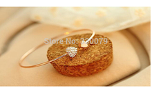 SL043 Hot New Style Fashion Love With Heart Shaped Crystal Bracelet Womens Bangle Double Opening Accessories