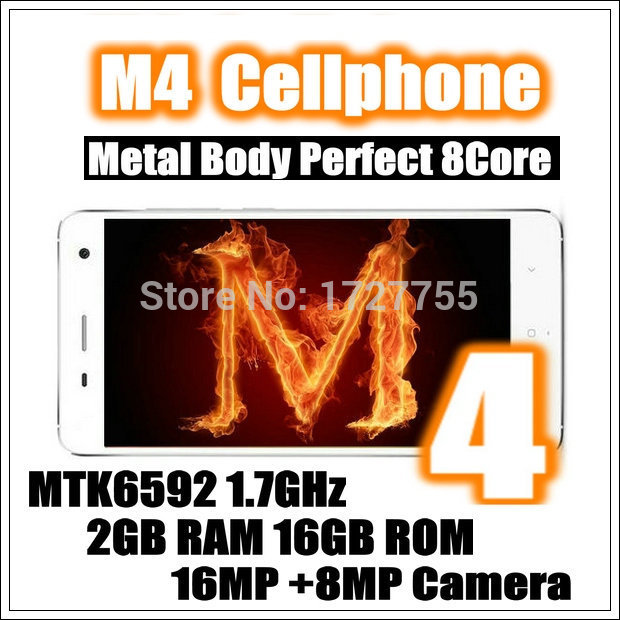 Metal Body M4 Mobile Phone Octa Core MTK6592 Cell SmartPhone 5 0 16MP 2GB RAM 16GB