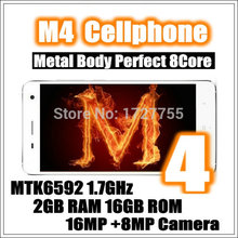 Metal Body M4 Mobile Phone Octa Core MTK6592 Cell SmartPhone 5.0” 16MP 2GB RAM 16GB ROM IR Remote Control Quad Core MTK6582