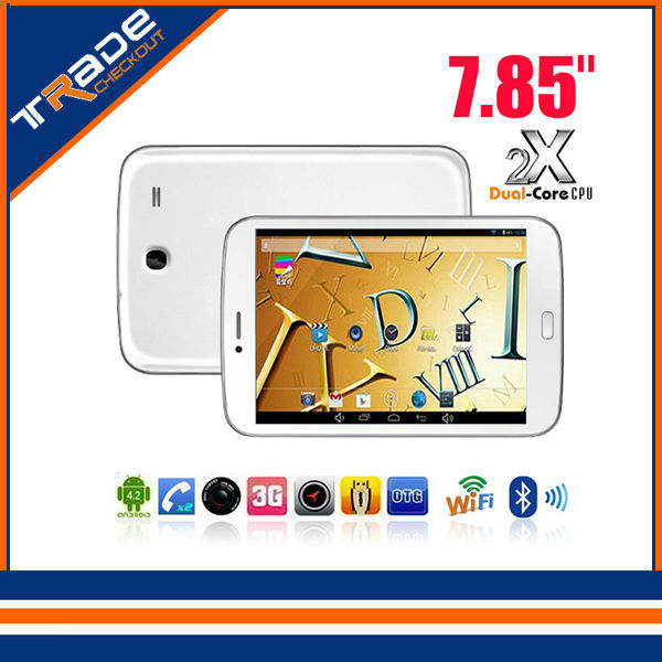 7 85 Inch 3G Tablet PC 1024 768 pixels Android 4 2 3500mAh MTK8312 Dual Core