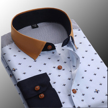 Free shipping 2015 New Fashion  Style Polka Dot Men Shirts Long-Sleeve Cotton Shirt plus size  S-4XL  30cl