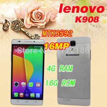 Lenovo phone mtk6592 octa core 2.5GHz GPS16.0MP 2G RAM 5.5″ 1080* 1920 K908 Dual SIM Android4.4.3 mobile phone Free shipping