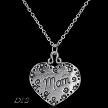 New Arrival High Quality Heart Pendant Alloy Silver Plated Mom Pendant Necklace Chain Jewlery For Mother