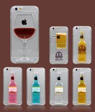 NEW Beer Red Wine Cup Cocktail Liquid transparent Clear Case Cover For iPhone 6 4.7 inch 6 Plus 5.5 inch Phone Bag Back Cover