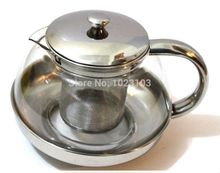 Huiwill new Coffee tea pot Stainless Steel Faced Modern Infuser filter/strainer  600ml Herbal With Filter Heat Resistant Glass