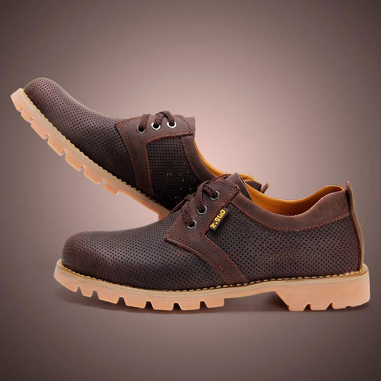 New Spring Men Genuine Leather Scrub Tooling Ankle Boots Work Shoes Men Sneakers Shoes Men Breathable