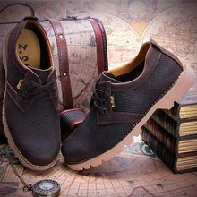 New Spring Men Genuine Leather Scrub Tooling Ankle Boots Work Shoes Men Sneakers Shoes Men Breathable
