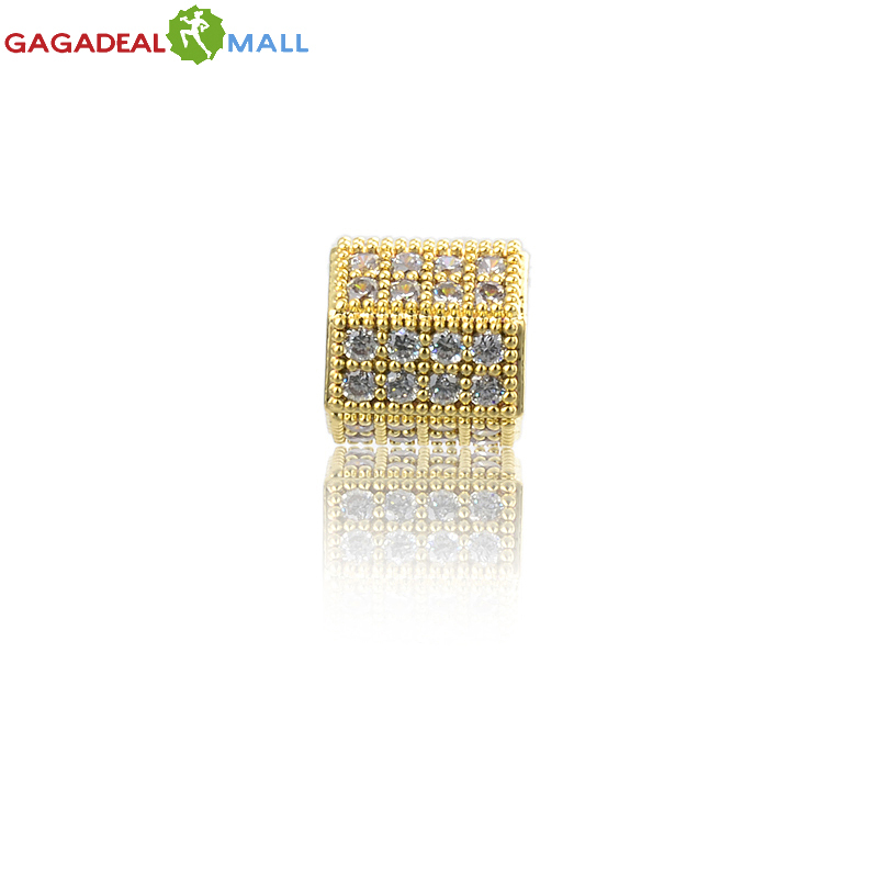 high quality DIY fashion gold jewelry zircon crystal charm beads fit european pandora bracelets necklaces women