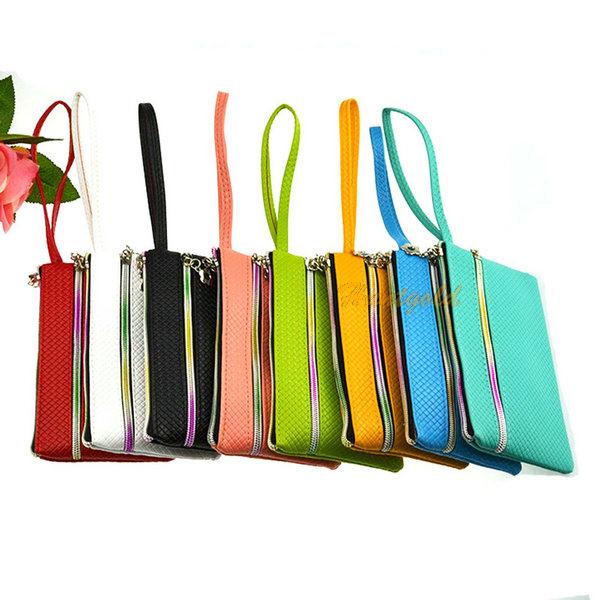 Wholesale Fashion Women Girls PU Leather Purse Wristlet Wallet Coin Phone Key Case Makeup Bag