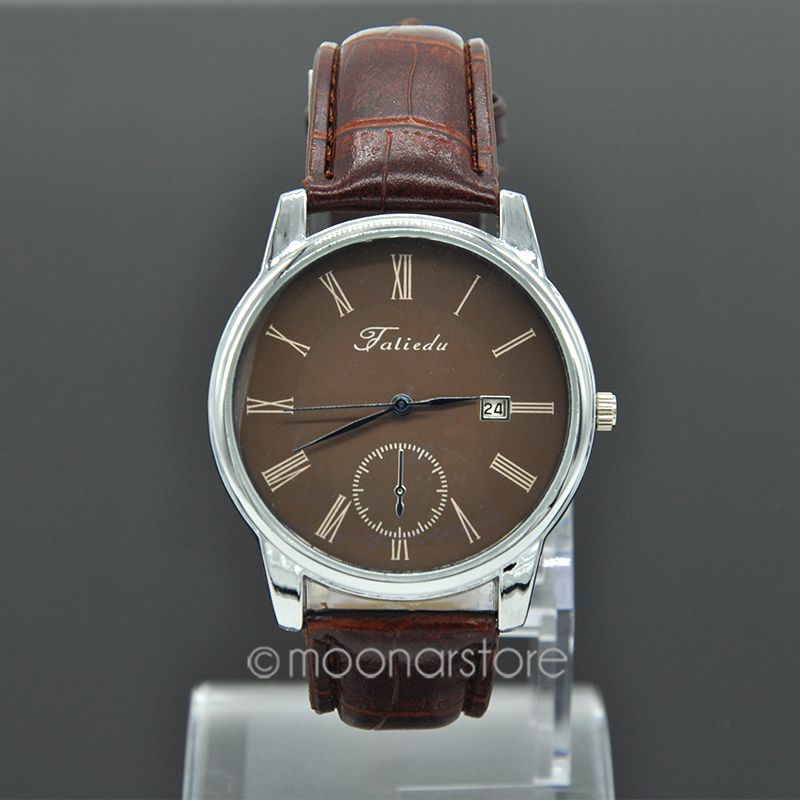 Men s Fashion Casual PU Leather Band Quartz Analog Wrist Watch B MPJ710 A5