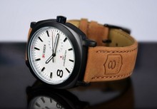 20158 Best Selling Men Sports Military Watches Leather Boyfriend Gift Fashion Quartz Wristwatch Casual Round Dial