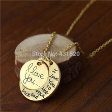 I love you to the moon and back necklace Valentine’s day gifts unisex alloy Gold plating silver plating pendant necklace