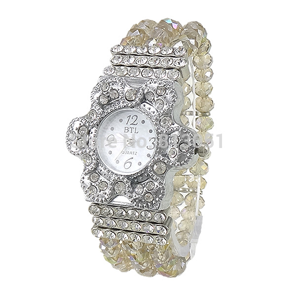 Free shipping Women Watch Bracelet jewelry lot Crystal with zinc alloy dial Brass platinum color plated