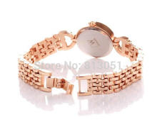 Free shipping Women Watch Bracelet Womens Jewelry Zinc Alloy with Glass Flat Round rose gold color
