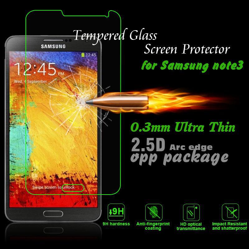 0 33mm Premium Tempered Glass Screen Protector For Samsung Galaxy Note 3 Tempered Glass Protective opp