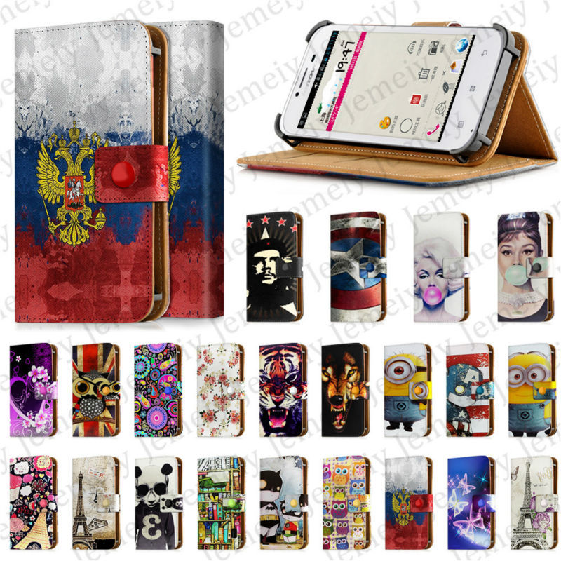 4 5 Inch Universal Leather For Lenovo A706 Flip Case 4 5 Print Smartphone Cover For