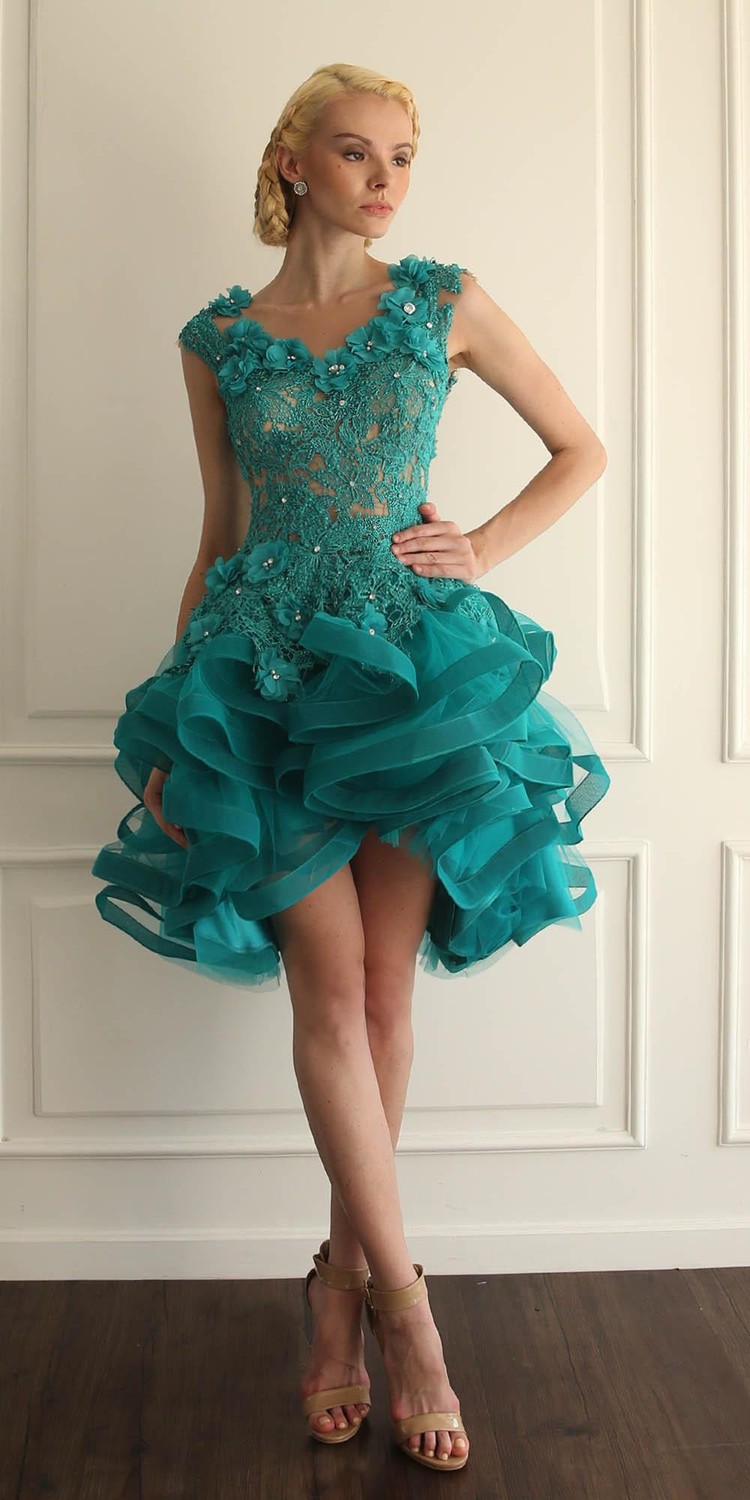 Back Short Mini Prom Dress 2015 See Through Lace Sleeveless Ball Gowns ...