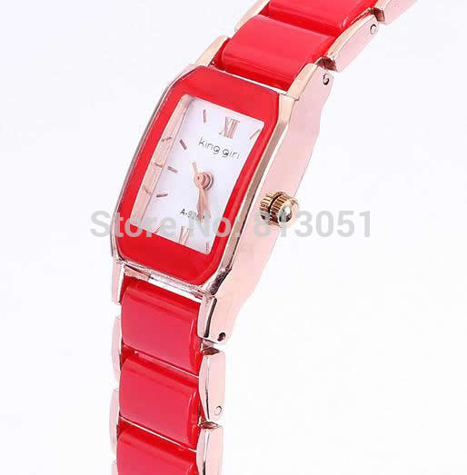 Free shipping Women Watch Bracelet Cute Jewelry Zinc Alloy with Porcelain Glass Rectangle rose gold color