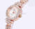 Free shipping!!!Women Watch Bracelet,Jewelry 2014 Fashion, Zinc Alloy, with Glass, Flat Round, rose gold color plated