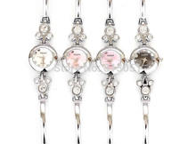 Free shipping Women Watch Bracelet Jewelry 2014 Fashion Zinc Alloy with Glass Flat Round platinum color