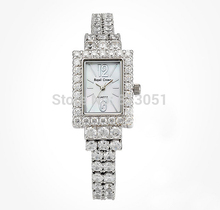 Free shipping!!!Brass Watch Bracelet,Wedding Jewelry, with Shell & Glass, platinum plated, for woman & with cubic zirconia