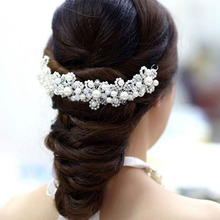 Durable Free Shipping Han Edition Hair White Pearl Crystal Bride Headdress By Hand Wedding Dress Accessories
