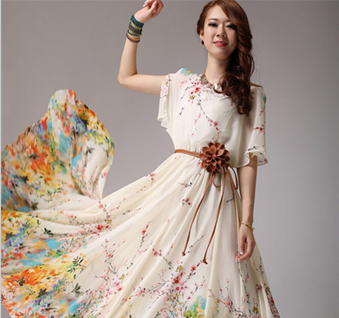 Special Occasion summer women floral print beach long dress plus size ...