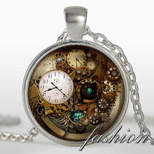 New 2015 Steampunk cat pendant Steampunk clock Necklace Silver plated pendant Steampunk Jewelry black brown white