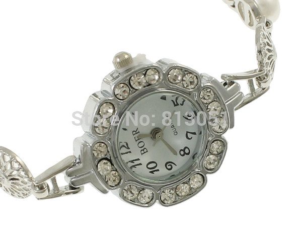 Free shipping Women Watch Bracelet Tibet Jewelry Brass with pearl plated with rhinestone nickel lead cadmium