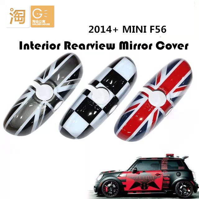 2014 New MINI Cooper F56 interior rear view mirror cover union jack and checkered
