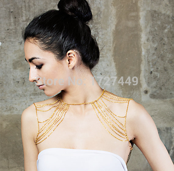 New Hot Luxurious Sexy Gold Plated Multilayer Layer Body Chain Alloy Waist Chain Gold Color For