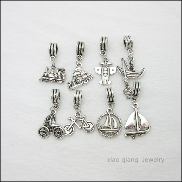 Free shipping 18pcs Mix Tibetan silver Bead Charm big hole pendant fit Pandora charm bracelet DIY