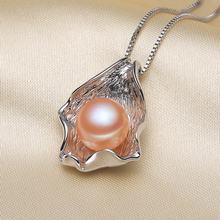Promotion New Fashion Elegant Women 18KG Plated Lovely Girls 925 Silver Pearl Pendant Perfect Freshwater Pearl