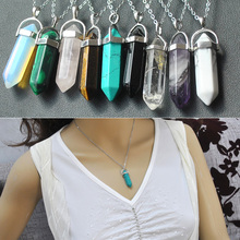 2015 New Fashion jewelry Natural Quartz turquoise Agate Amethyst stone pendant necklace Mother’s Day gifts