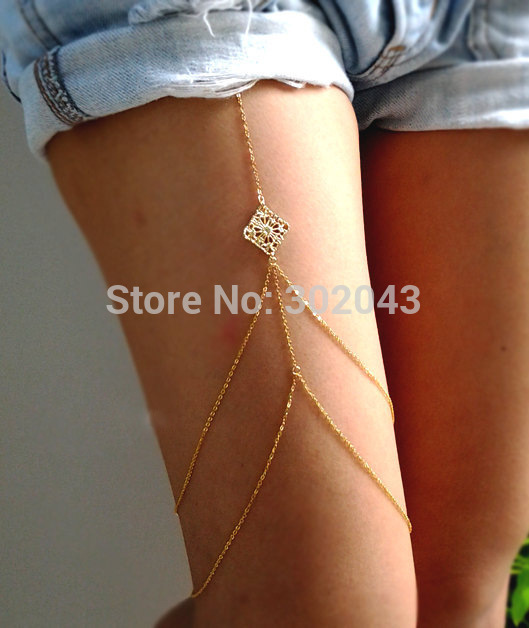 2015 hot fashion summer sexy body chains New body jewelry simple legs chain vintage Thigh chain