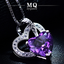 Natural amethyst Cupid love pure 925 silver fashion jewelry necklace female brief paragraph collarbone