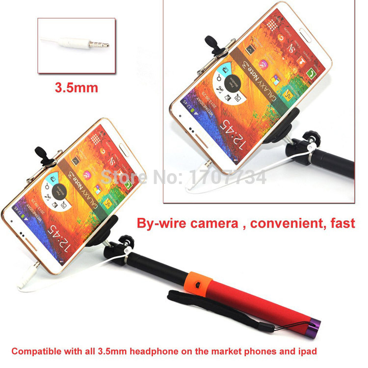 New Extendable Handheld Stick Monopod Selfie Stick with 3 5mm Audio Cable Control For IOS Android