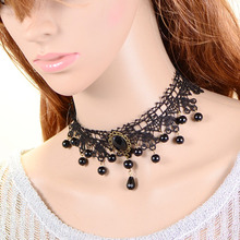 Gothnic Design Necklace Pendant Women Water Drops Statement Necklace Black Lace Accessories Gift Wedding Jewlery 1LSXL13