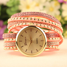 new 2015 Geneva designer women s watches fashion popular diamond jewelry leather bracelet woman quartz watch