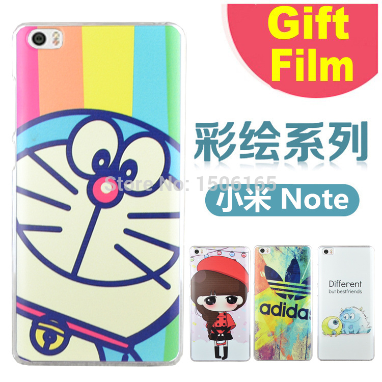 Variety of cartoon pattern design for for xiaomi note Cartoon plastic hard case Free gift film