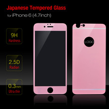 Pink Color Front Back Premium Japanese Tempered Glass Clear LCD Screen Protector for iPhone 6 4