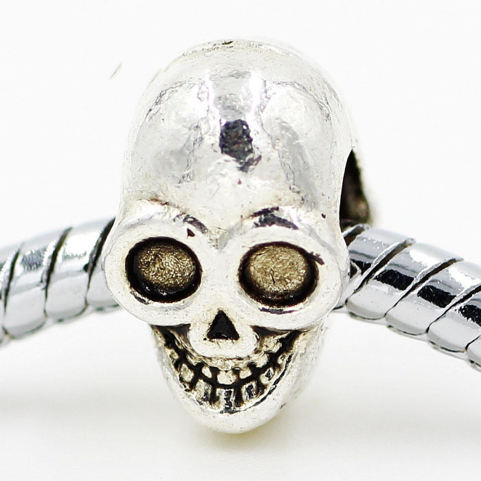 Retail Human skeleton 925 Silver Big Hole Loose Ancient European Beads Charm DIY Bead Fit BIAGI