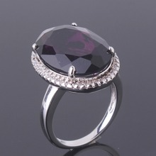 Marriage Wedding Jewellery 18K White Gold Plated Purple Crystal Cubic Zirconia Journey Ring Free Shipping R540