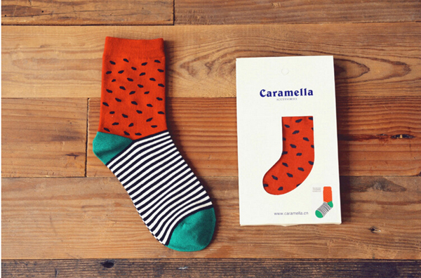 Wholesale 2015 new fashion brand caramella watermelon pattern cotton socks for men and women calcetines chaussette