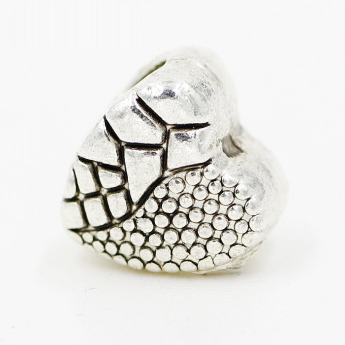 1pcs New Pand Jewelry Heart Silver Big Hole Loose Ancient European Beads Style Charms DIY Bead