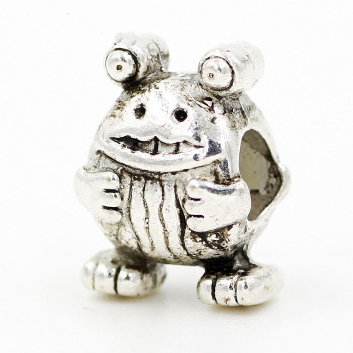 Retail Lovely Frog 925 Silver Big Hole Loose Ancient European Style Beads Charm DIY Bead Fit